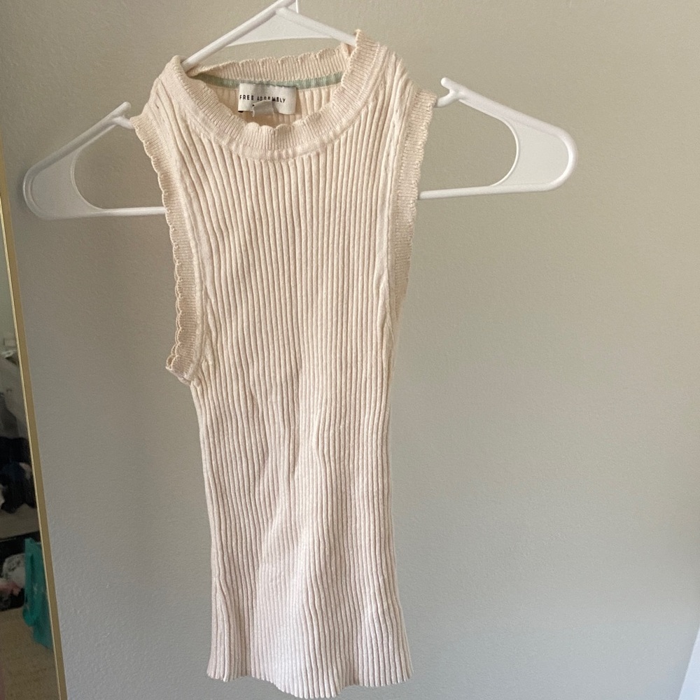 APRIL FLASH SALE: Free Assembly Ribbed Mock Neck Tank Top in Soft Ivory